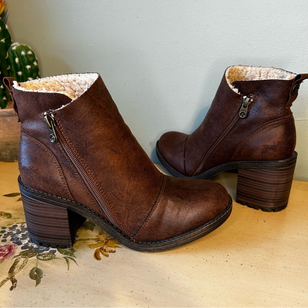 Blowfish Brown Ankle Boots with Faux Fur Lining